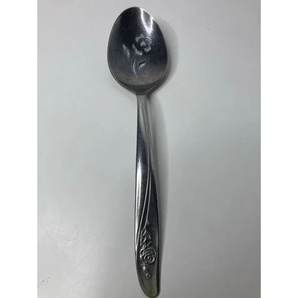 Oneida Community Flatware Pierced Serving Tablespoon Rose Shadow - Picture 1 of 8
